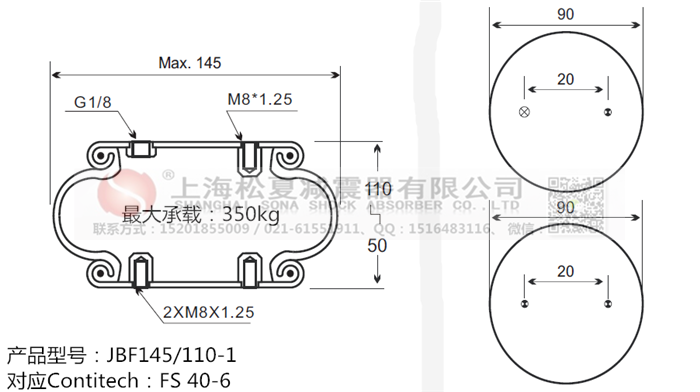 JBF145/110-1橡膠<a href='http://www.1l4lcs.cn/' target='_blank'><u>空氣彈簧</u></a>