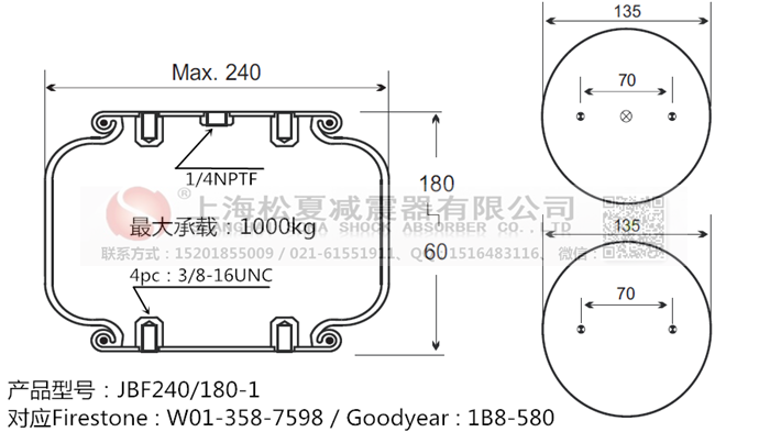 JBF240-180-1橡膠<a href='http://www.1l4lcs.cn/' target='_blank'><u>空氣彈簧</u></a>
