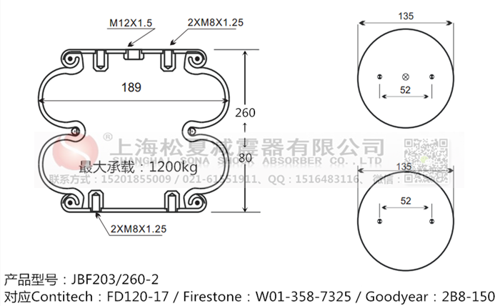 JBF203/260-2橡膠<a href='http://www.1l4lcs.cn/' target='_blank'><u>空氣彈簧</u></a>